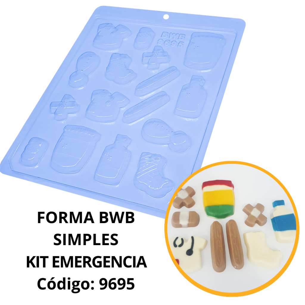 1~10 FORMA SIMPLES KIT EMERGÊNCIA CÓD.:9695  (G2) EM ACETATO BWB PARA BOMBOM, DOCES DE CHOCOLATE E CONFEITARIA.