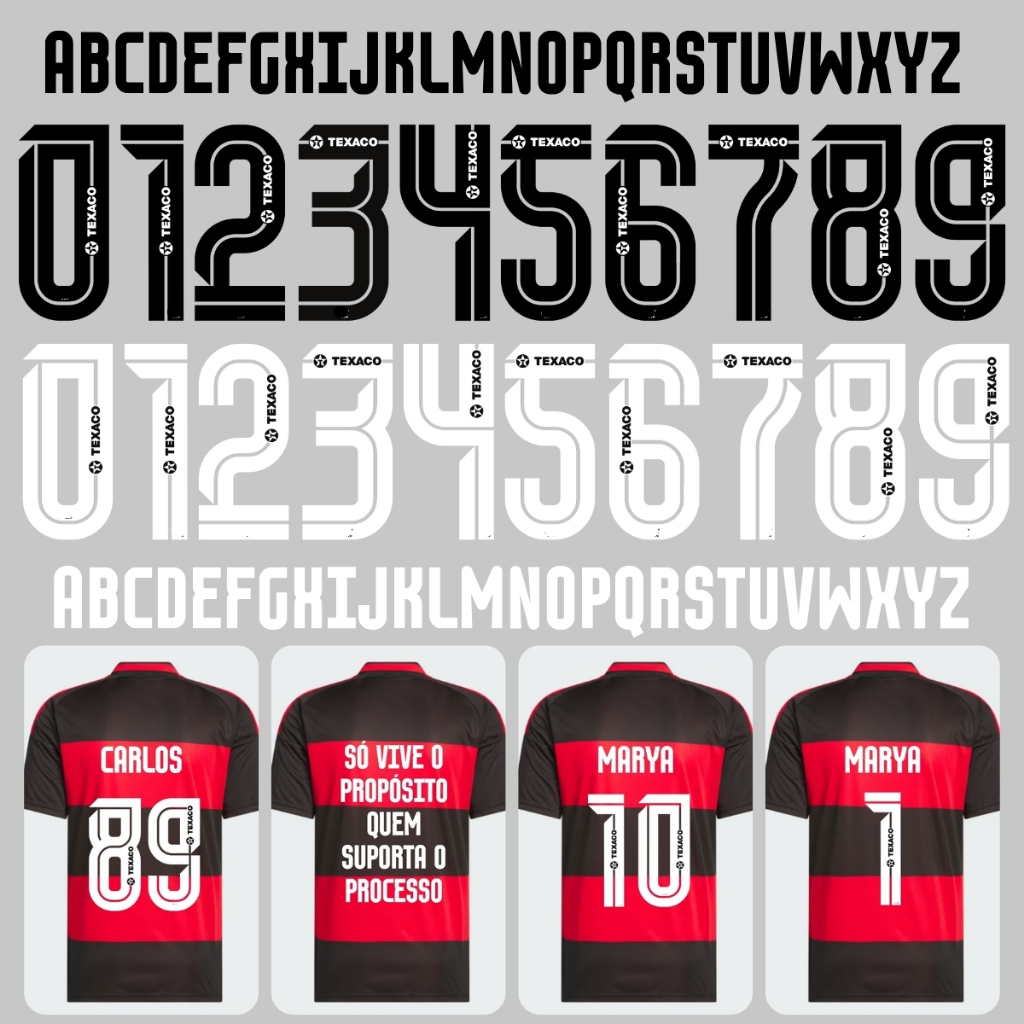 Fonte termocolante para personalizar camisas de time F.L.A 2025/26 com ferro de passar 100% Prático e Fácil