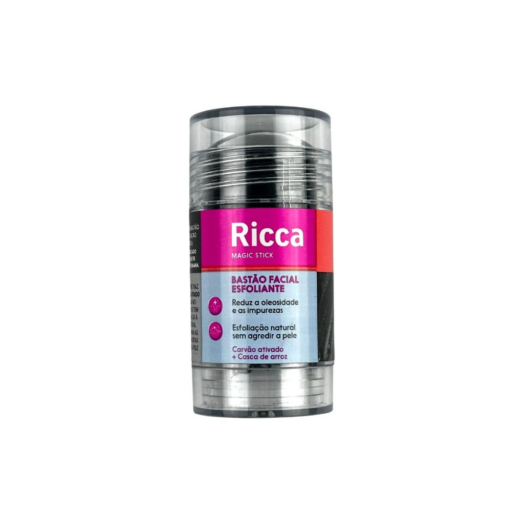 Bastao Facial Detox Esfoliante Ricca Magic Stick Carvao 30g
