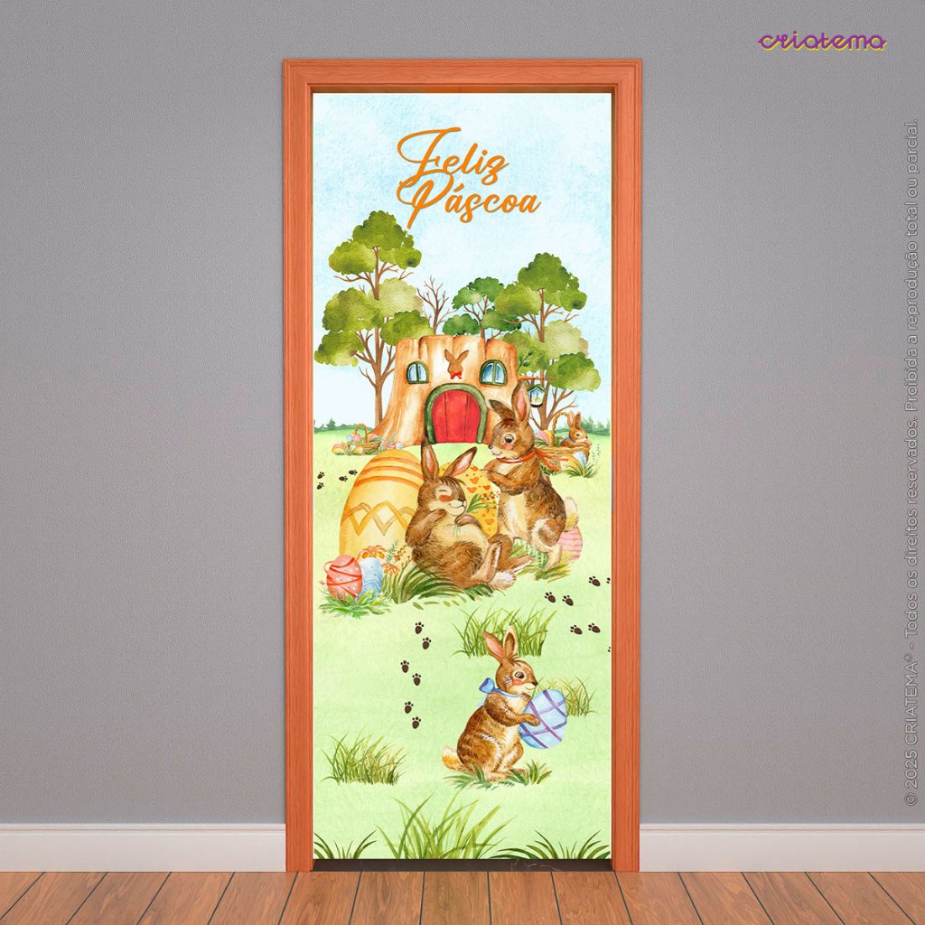 Capa de Porta Páscoa Páscoa Aquarela Retangular Decorativo Em Tecido Sublimado Veste Fácil 0,85x2,1m em Oferta na Shopee