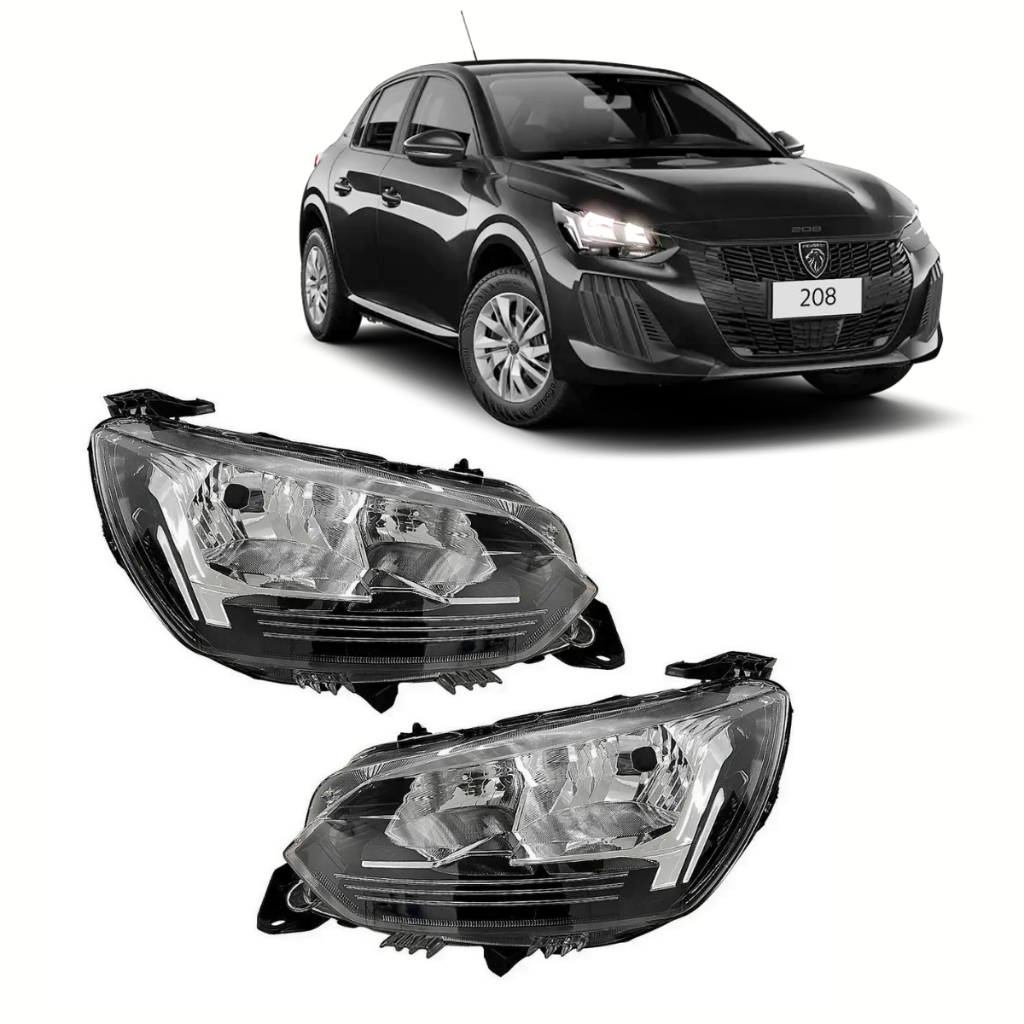 Farol Peugeot 208 2020 Até 2025 - 3 FUROS - SEM LED