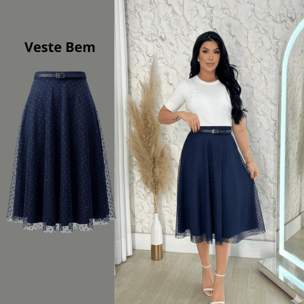 Saia de Tule Godê Moda Cristã Midi Feminina M-G Acompanha o Cinto em Oferta na Shopee