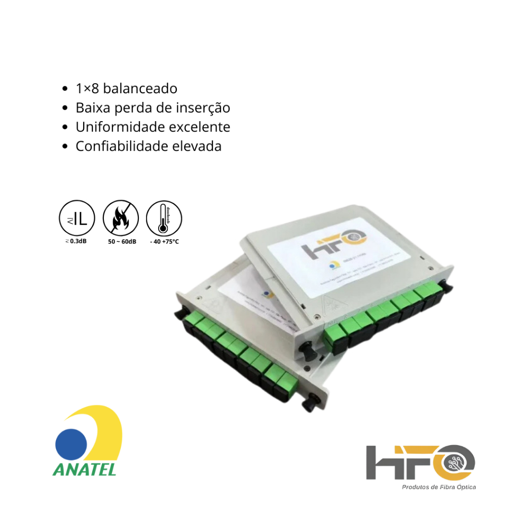 Splitter Óptico PLC 1x8 SC APC em Caixa Metálica | Divisor de Fibra FTTH Alta Qualidade em Oferta na Shopee