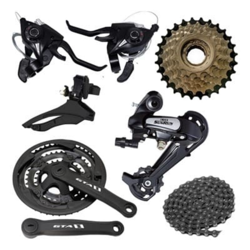 kit relação , marcha , transmissão de bicicleta 21 velocidades  catraca , corrente , coroa , câmbios + brinde