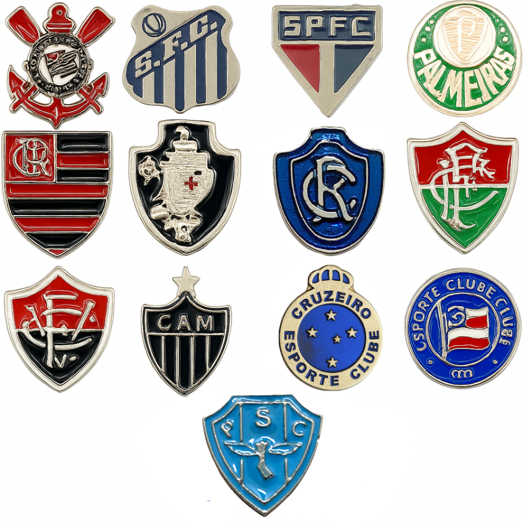 Par de Pingentes de Times em Metal Banho Prata