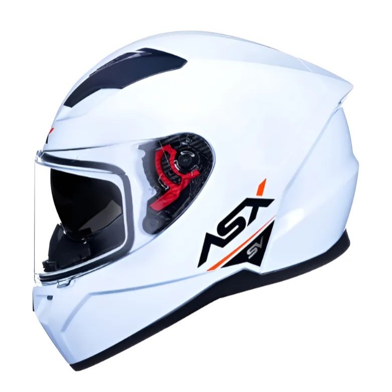 Capacete fechado ASX City SV Solid Brilhante Branco/Vermelho/Preto