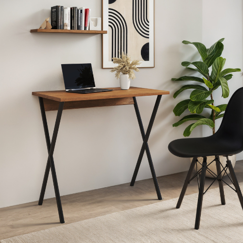 Mesa Industrial Escrivaninha 80x46cm Base em X de Ferro Mesa para Computador Estudo Home Office