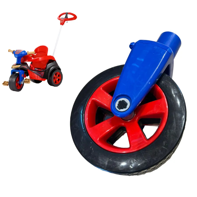 Roda Dianteira Garfo Triciclo Biemme Baby Trike Pneu Peças Azul Rodinha Drift