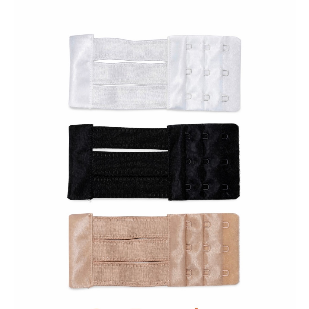 3 Peças Extensor de Alça de Sutiã - Preto, Bege, Branco, 3 Ganchos Ajustáveis