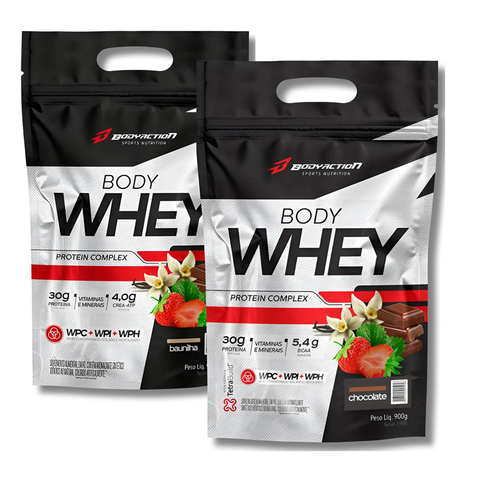 Kit 2x Body Whey Protein 900g Cada Body Action