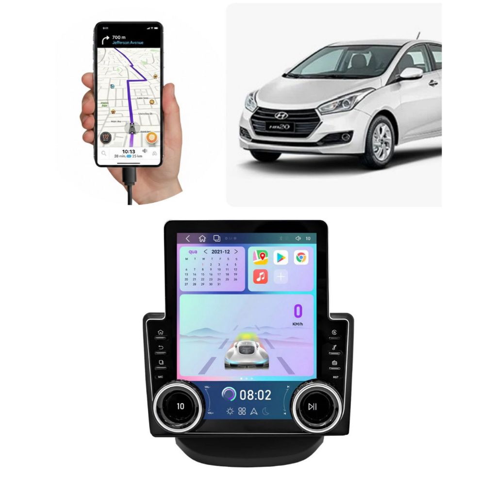 Central Multimidia Tesla Hyundai Hb20 2012/2019  9.7p Decacore Carplay Android Auto Camera de ré