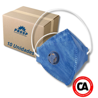 Kit 10 Máscara Pff2 Com Válvula Tripla Camada Epi Proteção Respiratória Contra Poeira Névoas E Fumos Metálicos Com Ca em Oferta na Shopee