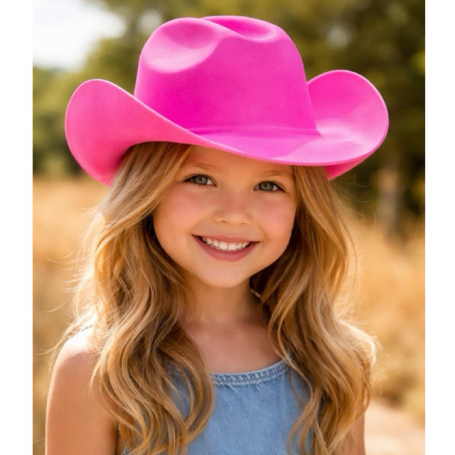 Chapeu Cowboy Boiadeira Infantil Castela Rosa c Elástico Menina Vaquejada Festa Junina Peoa Fazenda