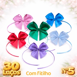 Kit Laços de Cetim com Fitilho – Nº5 (5x5cm) – 30 | 60 | 100 Unidades – Pronto para Amarrar em Oferta na Shopee