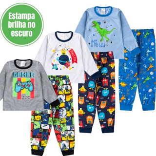 Kit 3 Pijamas Infantil Menino Algodão, Roupa de dormir em Oferta na Shopee