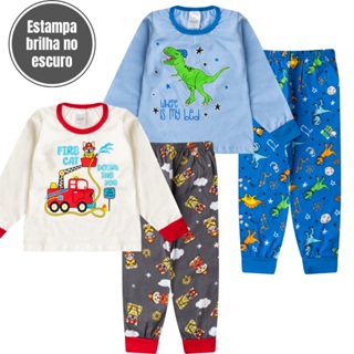Kit 2 Conjuntos De Pijamas Infantil Para Menino 2 a 8 Anos em Oferta na Shopee