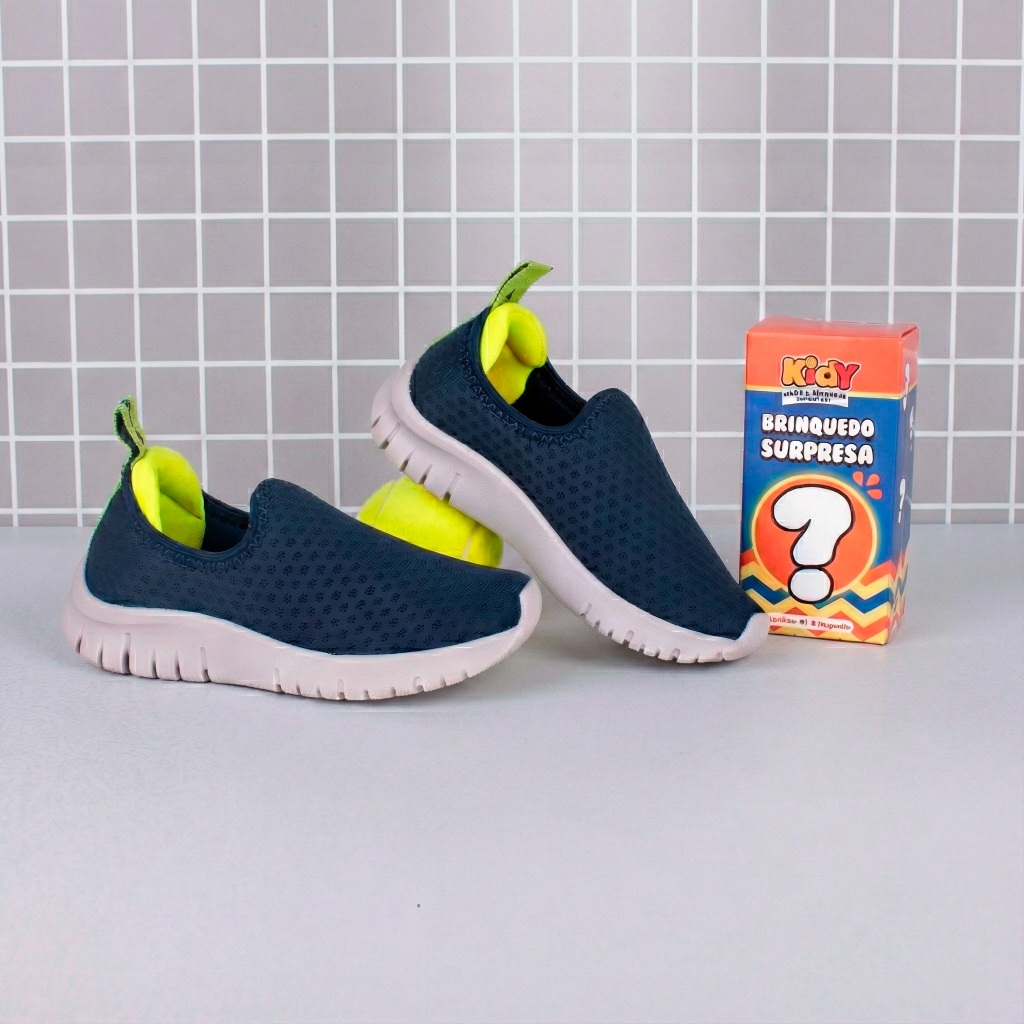 Tênis Infantil Menino Kidy Ultra Flex Marinho Flexível Calce Fácil Anatômico Confortável Casual