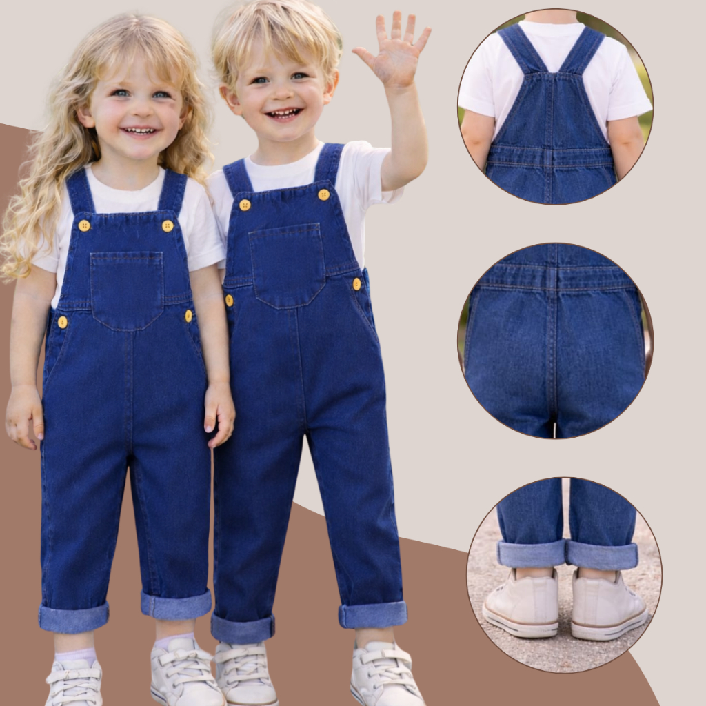 Macacão Jardineira Calça Jeans Infantil Menino E Menina 1 A 3 Anos