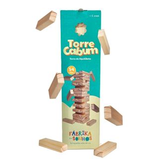 Jogo Torre do Equilíbrio Cabum | 54 Peças de Madeira para Coordenação e Estratégia | 30cm x 8cm