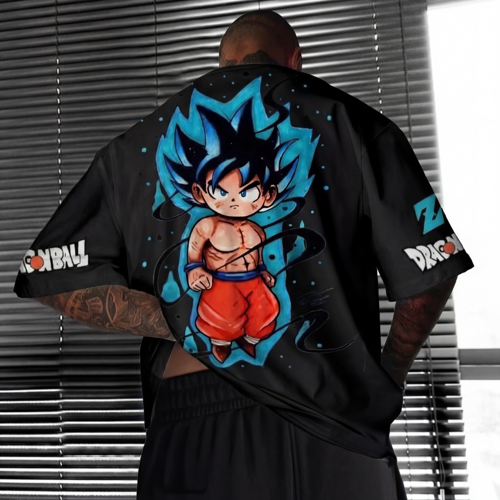 Camiseta Oversized Dragon Gok Instinto Aftersoul Unissex Plus Size P ao G4 100% Algodão