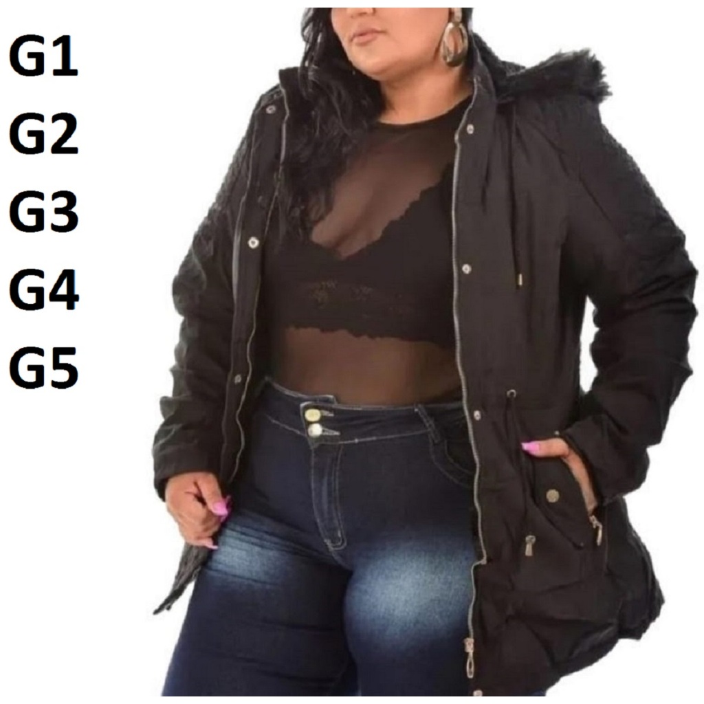 Parka Feminina Forrada Plus Size Sobretudo Tamanhos especiais