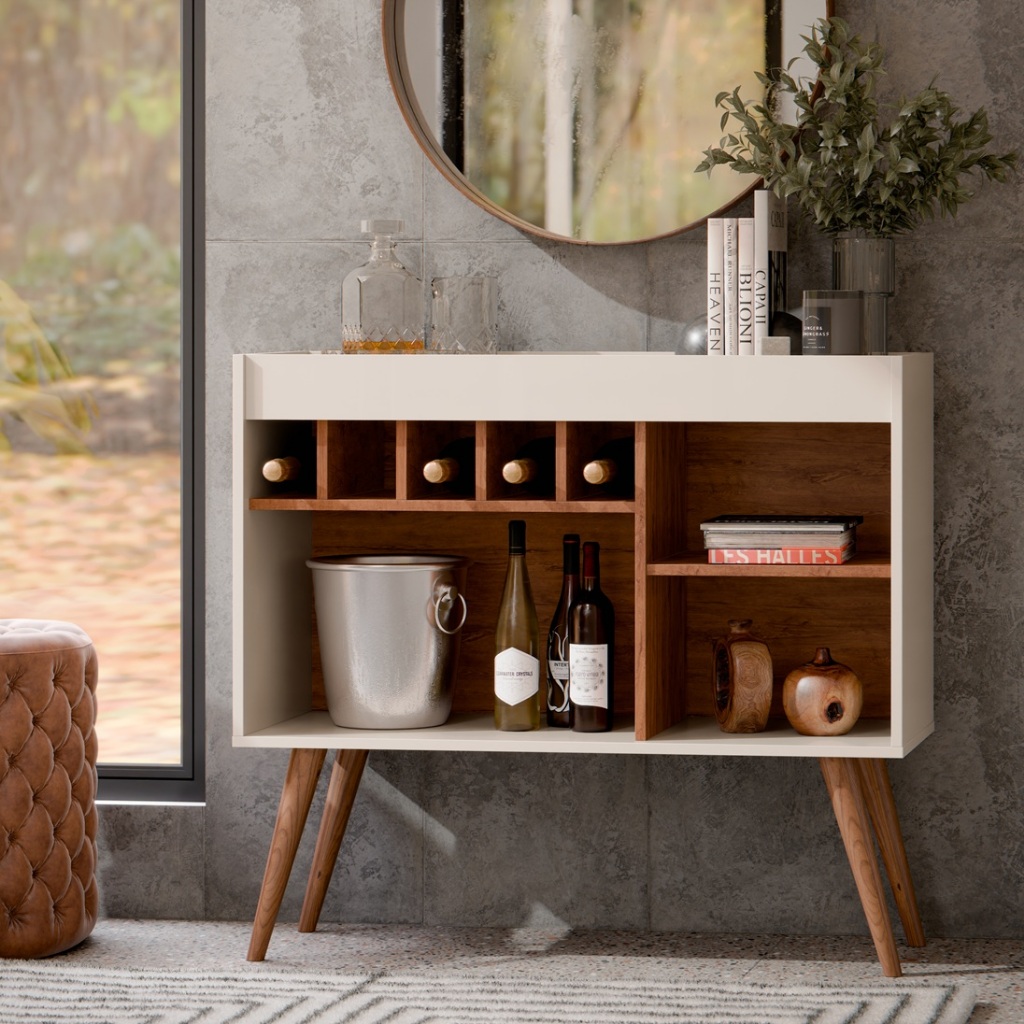Aparador Adega Bar Buffet para Sala de Estar com Pés Palito Moderno e Nichos Luxo em Oferta na Shopee