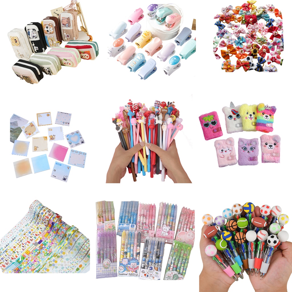 Kit Papelaria Kawaii Diversos itens Criativos Fofos Marca-texto Washi Caneta Adesivo Clipes Luxo em Oferta na Shopee