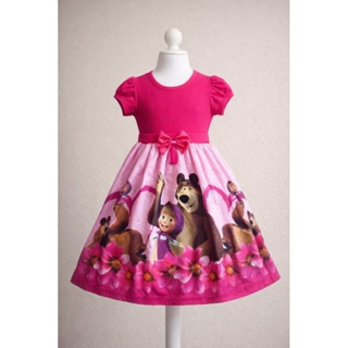 vestido infantil menina Masha e urso festa temático em Oferta na Shopee