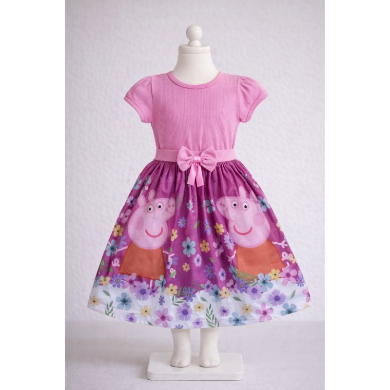 vestido infantil temático Peppa pig menina festa em Oferta na Shopee