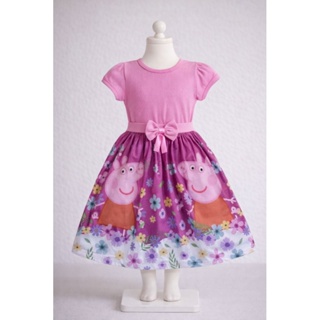 vestido infantil temático Peppa pig menina festa em Oferta na Shopee