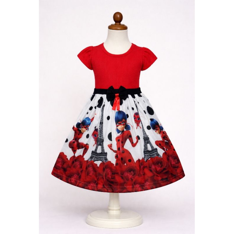 vestido infantil joaninha menina festa temático em Oferta na Shopee