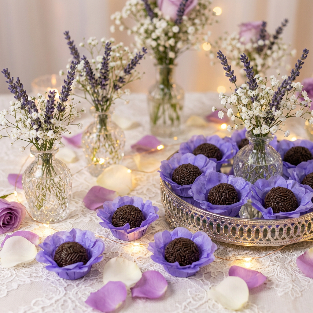 Kit 40 Forminhas para Doces Finos Formato Flor Para Festa Casamento Aniversário Batizado Modelo Floral