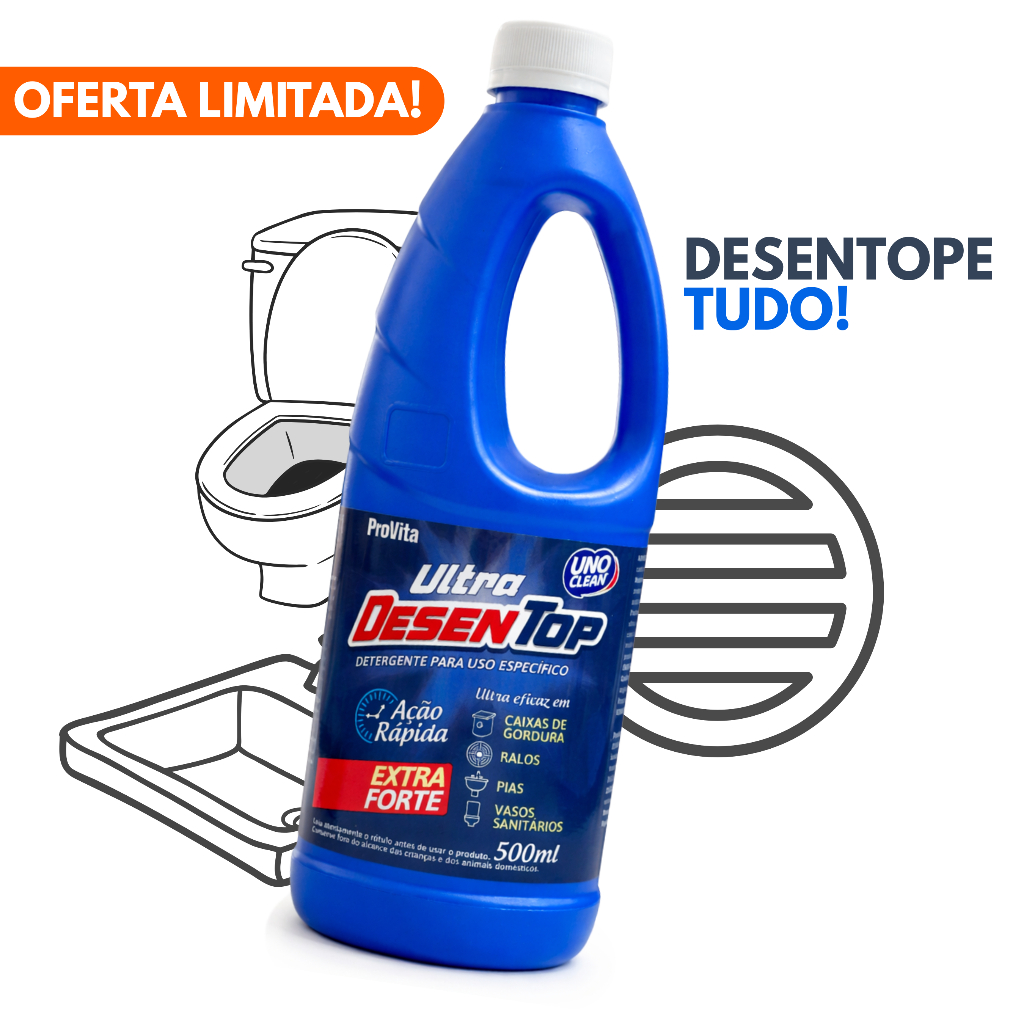 Desentupidor Líquido Ultra Desentop - Caixas de Gordura, Ralos, Pias, Vasos Sanitários, Limpa Fossa em Oferta na Shopee