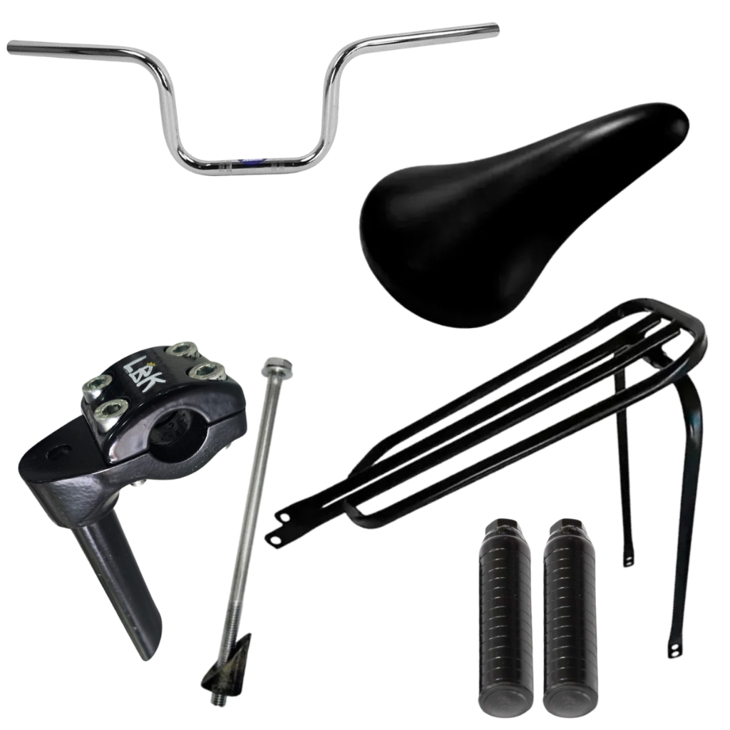 Kit Montadinha Lbk Guidão 160 Mesa Suporte Agulha Expander Banco Cairu Bagageiro reto Garupa aro 20 aro 24 aro 26