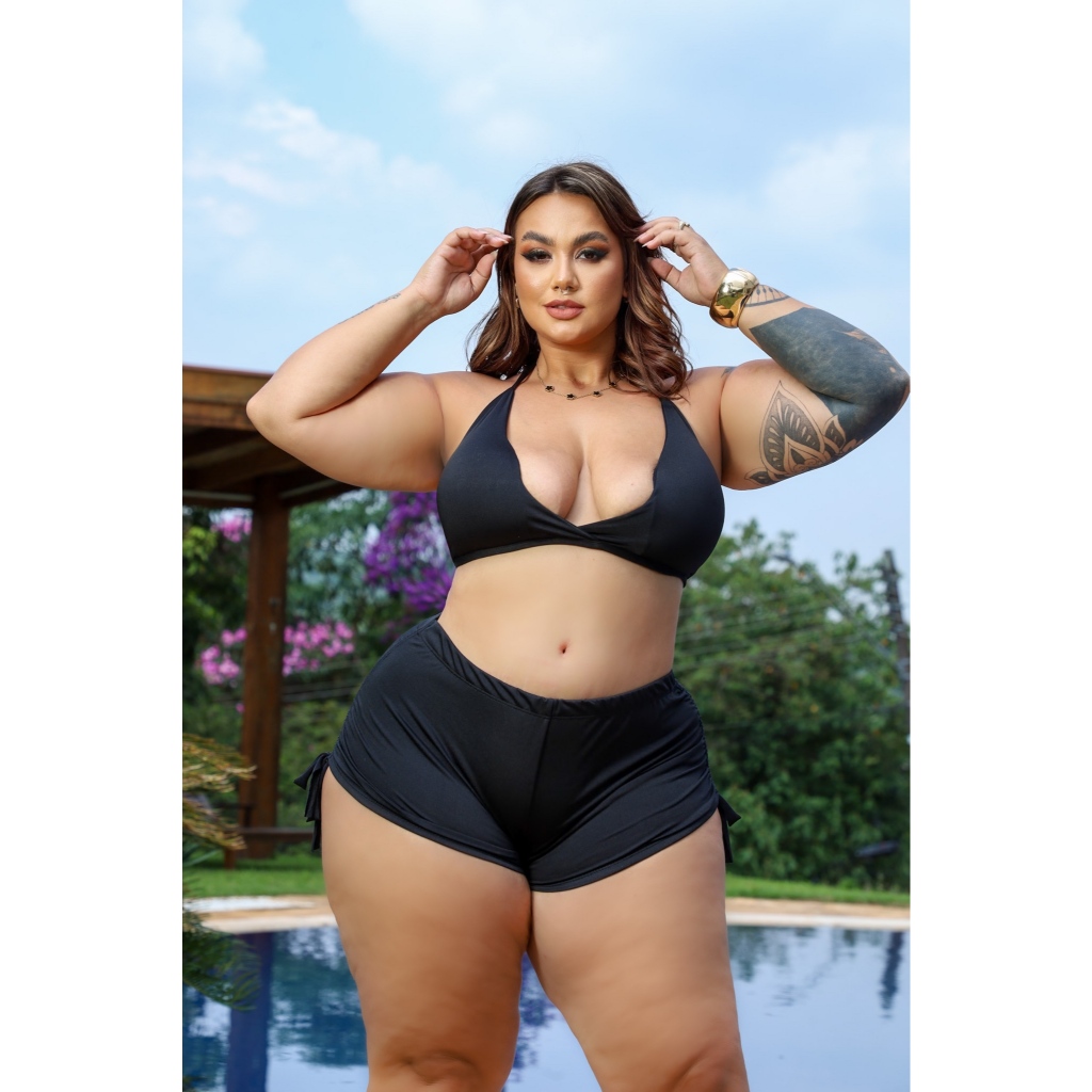 Biquini Conjunto Plus Size Com Bojo Triangulo E Suquini Forrado Suplex