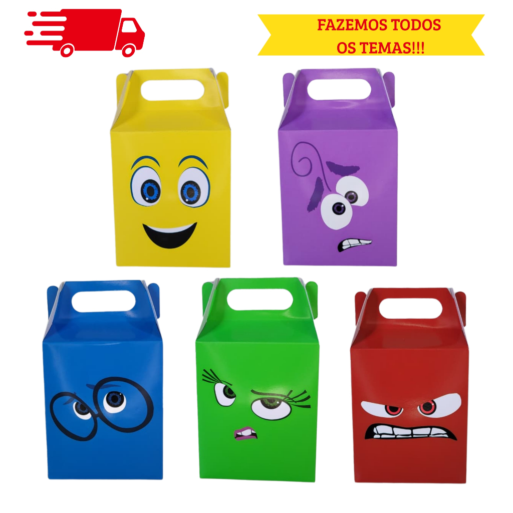 Caixinha Maletinha Personalizada - DIVERTIDAMENTE-  Lembrancinha Pegue e Monte - Fazemos qualquer tema -  ENVIO RÁPIDO
