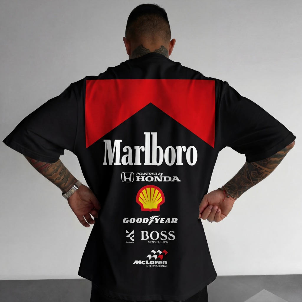 Camiseta Oversized Racing Marlb Vintage Aftersoul Unissex Plus Size P ao G4 100% Algodão
