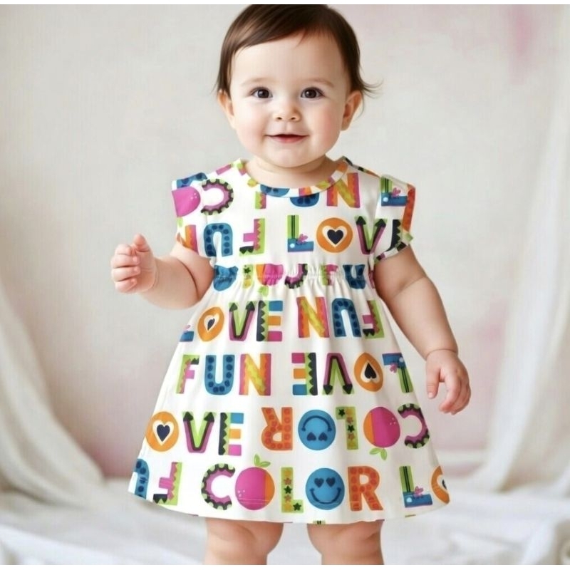 Vestido Menina Infantil Bebê Cotton Primeiros Passos Tamanho 1 2 3 em Oferta na Shopee