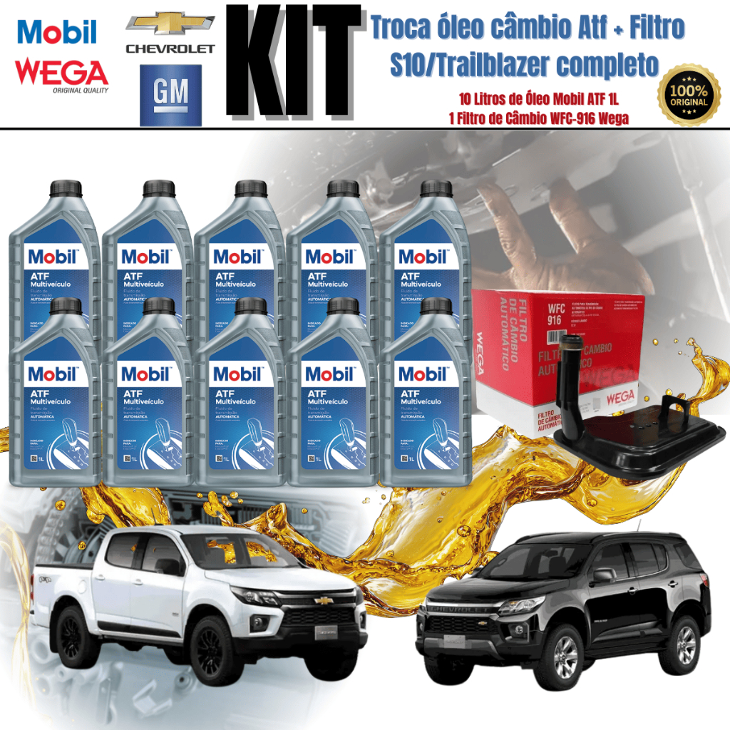 Kit 10 Óleo Câmbio ATF Dexron VI Mobil 1L + Filtro S10 / Trailblazer Wfc916 Wega