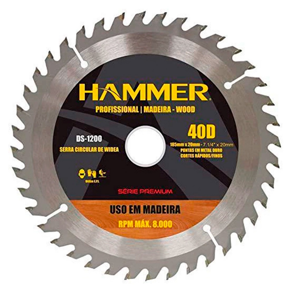 Disco De Serra Para Madeira E Derivados Com 40 Dentes 7.1/4 Hammer