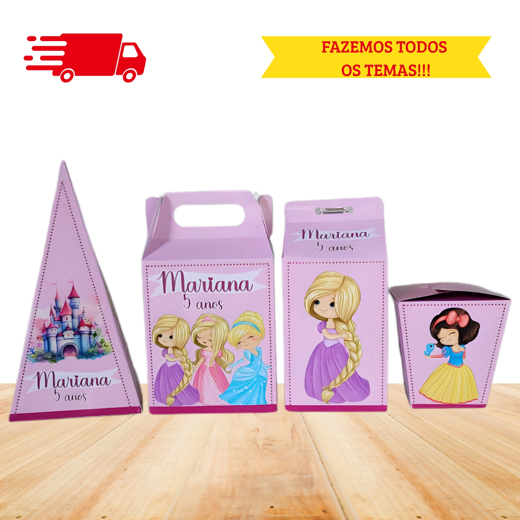 Kit Caixinhas Personalizadas Lembrancinha - PRINCESAS BABY - Fazemos todos os temas