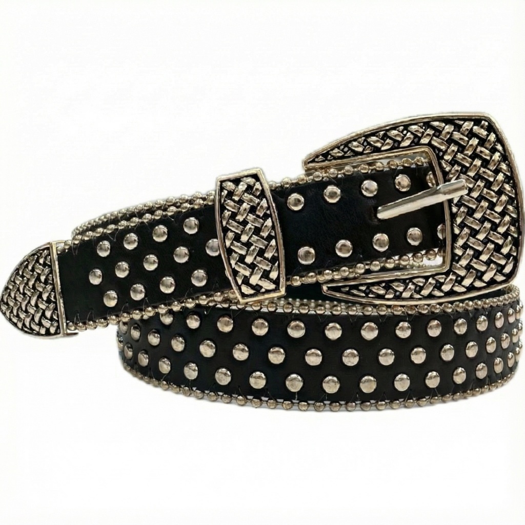 Cinto Estilo Country Unissex Puck Detalhe Metal Bolinhas