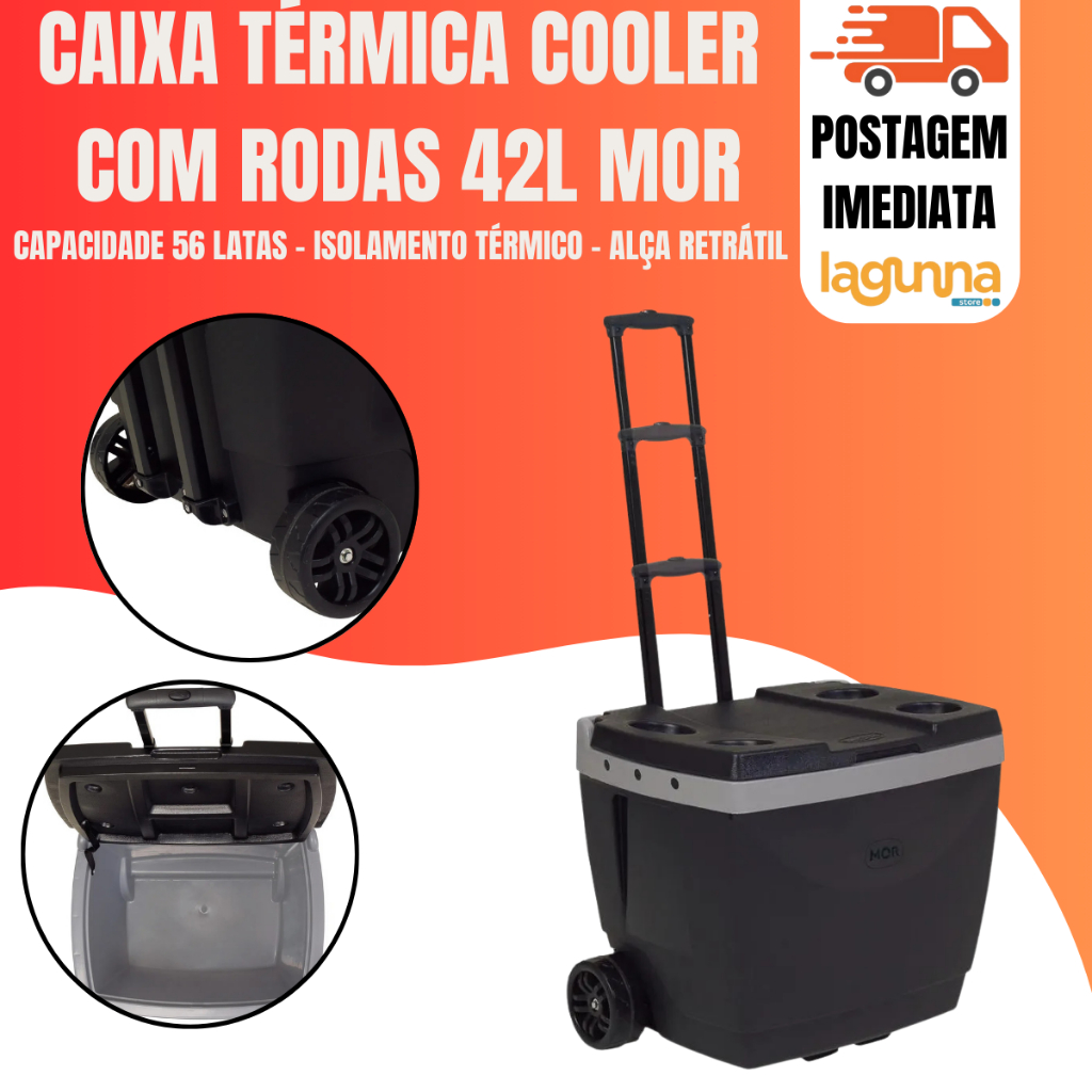 Caixa Termica Com Rodas Mor 42L Cooler Bebida Praia Com Rodinha Cores Oferta em Oferta na Shopee