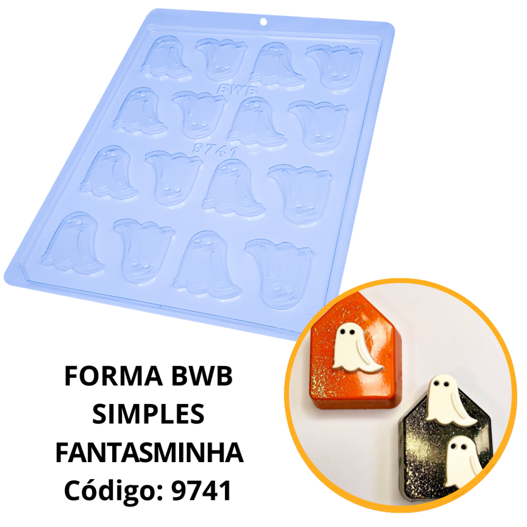 1~10 FORMA SIMPLES FANTASMINHA CÓD.:9741 - (i9) EM ACETATO BWB PARA BOMBOM, DOCES DE CHOCOLATE E CONFEITARIA. em Oferta na Shopee
