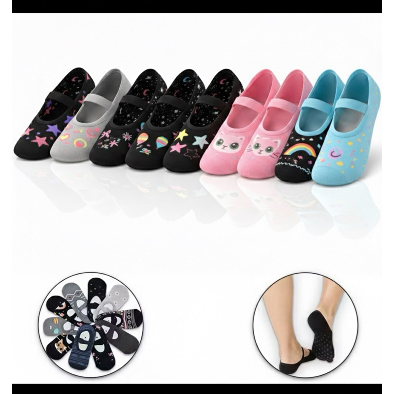 Imagem 3 Pares Meia Sapatilha Antiderrapante Pilates Yoga Hidroginástica