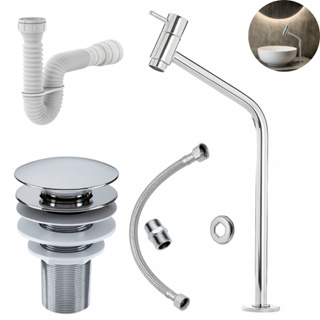 Kit Banheiro ABS Cromado – Torneira de Bancada Link + Válvula Click 7/8 + Sifão + Engate 40cm em Oferta na Shopee