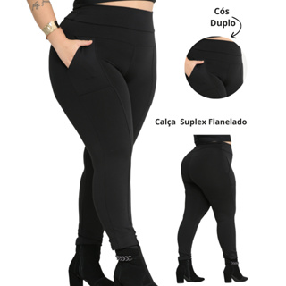 Calça Legging de Suplex Flanelado Premium Cós Duplo em Oferta na Shopee