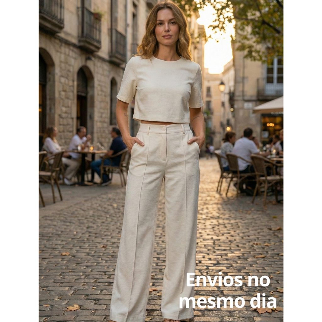 CONJUNTO CALÇA PANTALONA ALFAIATARIA FEMININO CONJUNTO PANTALONA BLUSA CINTURA ALTA