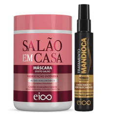 Eico Máscara Salão Em Casa Hidratação Intensiva 1Kg e Tônico Capilar Crescimento Mandioca 120ml