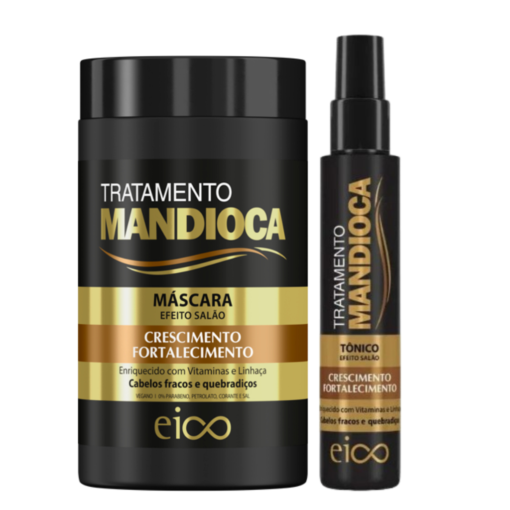 Eico Máscara Mandioca Hidratação 1Kg e Tônico Capilar Crescimento Fortalecedor 120ml em Oferta na Shopee